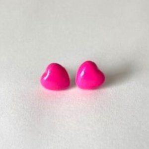 Hot Pink Heart Stud Earrings